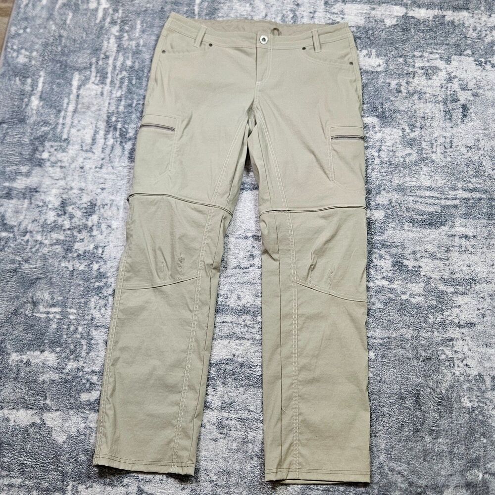 Kuhl Pants Womens 12 Beige Convertible Hiking Zip Pockets Nylon Stretch Outdoor